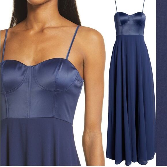 Lulus Best Part of Me Satin Bustier Chiffon Gown - Picture 3 of 10